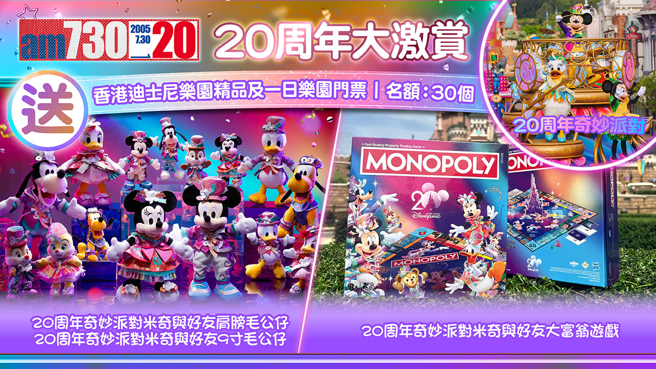 送香港迪士尼樂園20周年奇妙派對米奇與好友精品及樂園一日門票