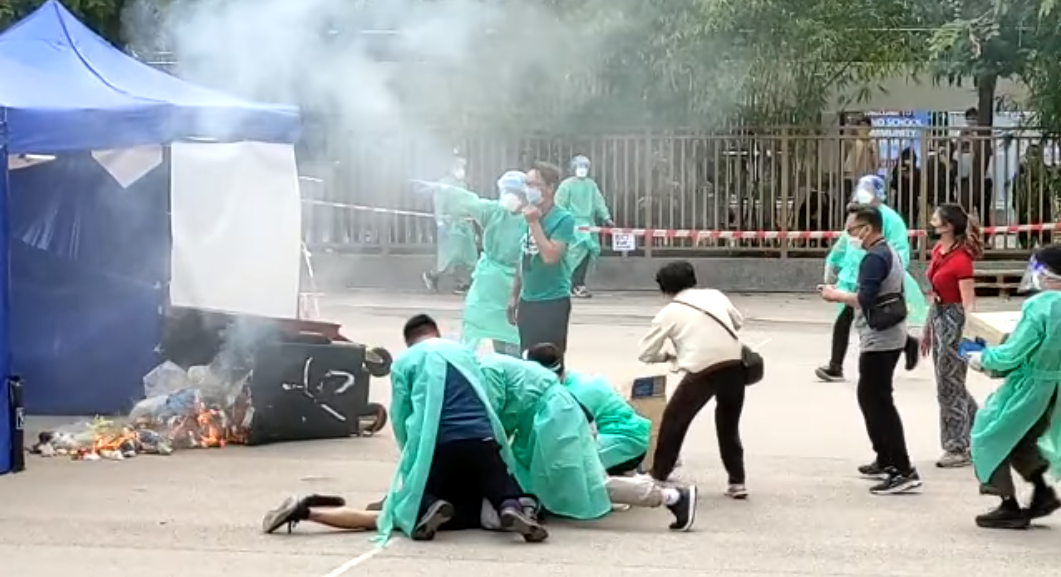 無業男被控上周六於大圍新翠邨檢測站縱火。(李梓敬Facebook)