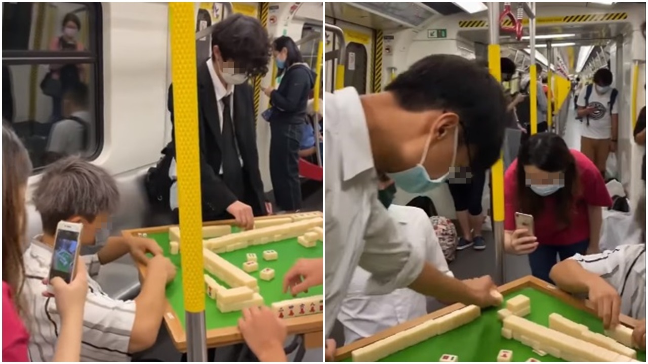 涉港鐵車廂打麻雀被捕，5名男子罪成共罰2,500元。(網片截圖)