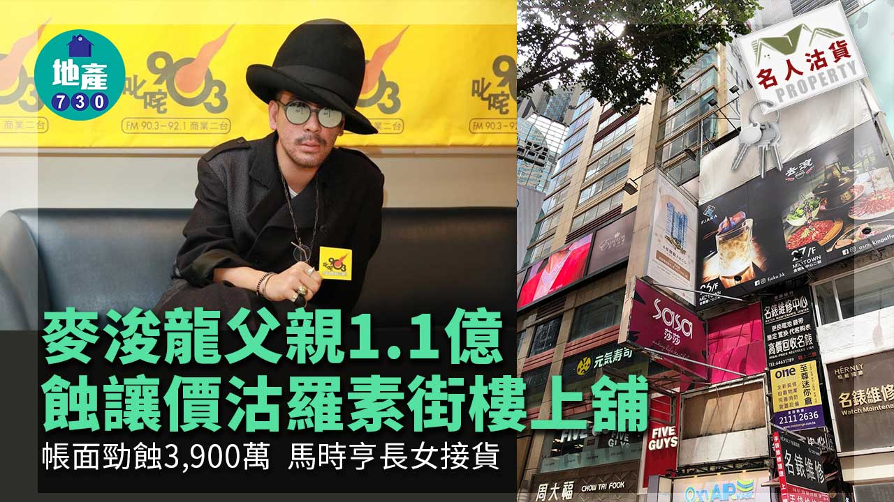名人沽貨｜麥浚龍父羅素街樓上舖1.1億蝕讓價沽 馬時亨長女接貨