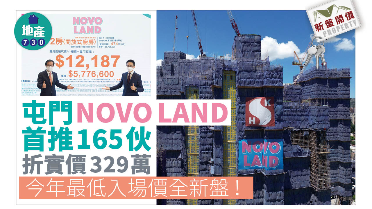新盤開價｜屯門NOVO LAND首推165伙 折實價329萬 今年最平！