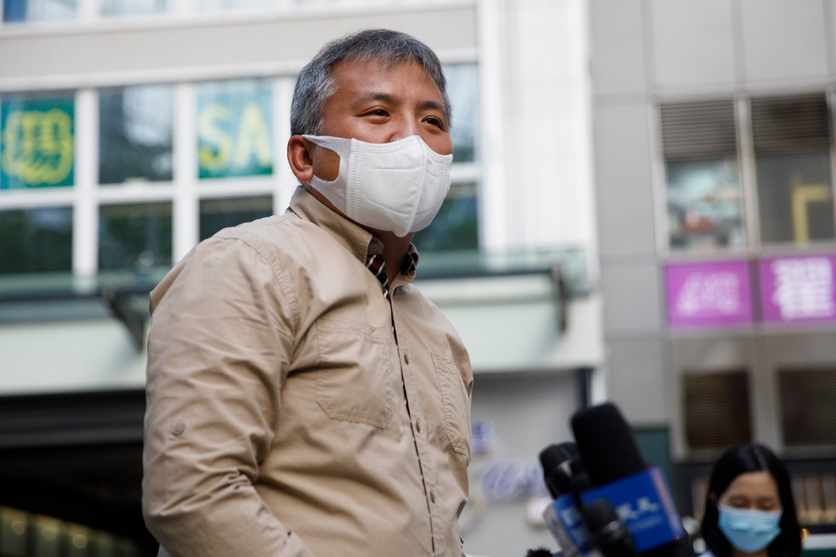 在採訪現場被捕的陳朗昇，同日晚上已獲准保釋。(資料圖片／蘇文傑攝)