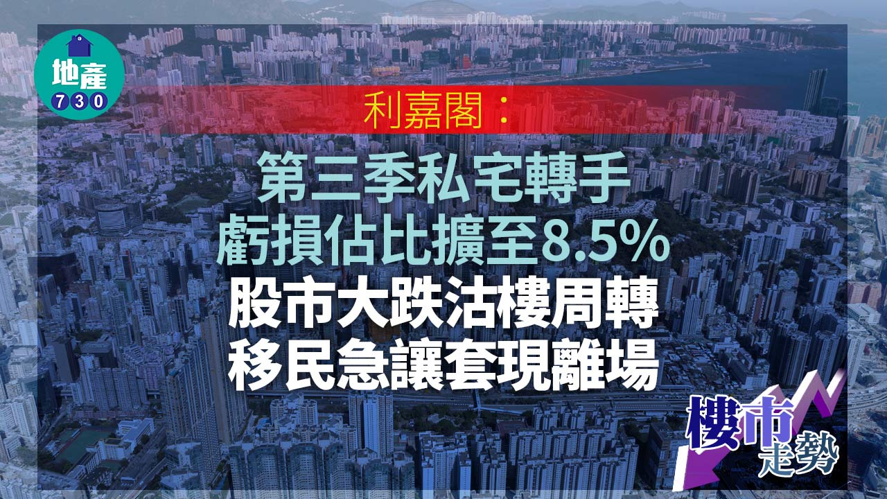 利嘉閣：第三季私宅轉手虧損佔比擴至8.5% 股市大跌沽樓周轉 移民急讓套現離場