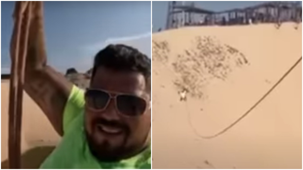 巴西男玩高空滑索意外墮地亡，自拍最後身影曝光。(YouTube)