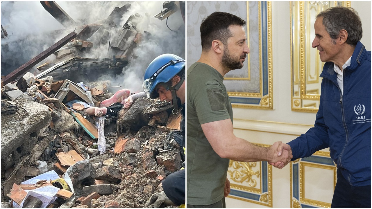 扎波羅熱遭炮擊至少5死，IAEA：扎波羅熱核電廠屬於烏克蘭。(Twitter/AP)