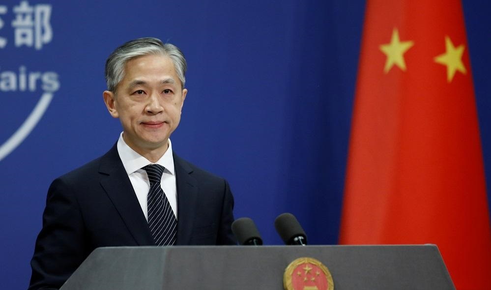 汪文斌指，有滋事分子非法闖入領事館。(網上圖片)