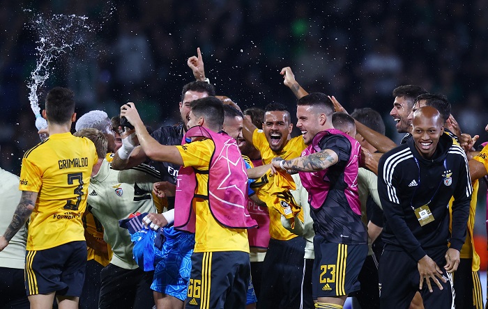 賓菲加6:1擊敗海法馬卡比，意外地取得首名晉級資格。(路透社)