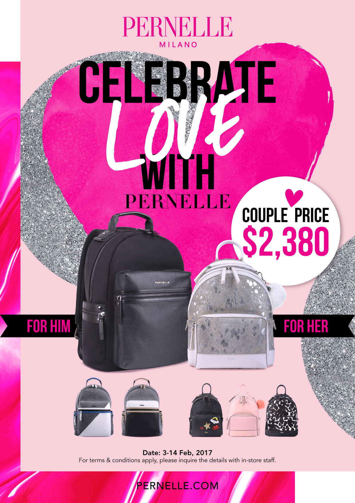 [情人節優惠]$2,380買PERNELLE男女背囊各一