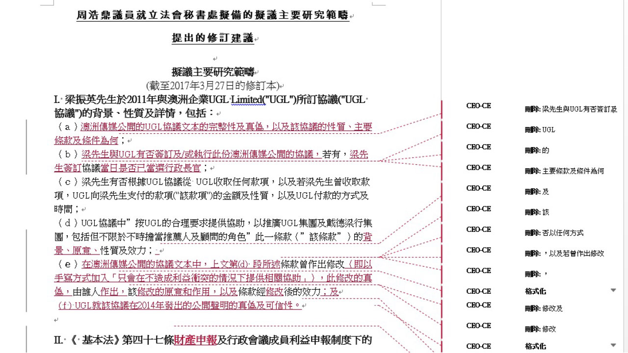 周浩鼎修訂UGL調查範圍 特首辦疑涉干預