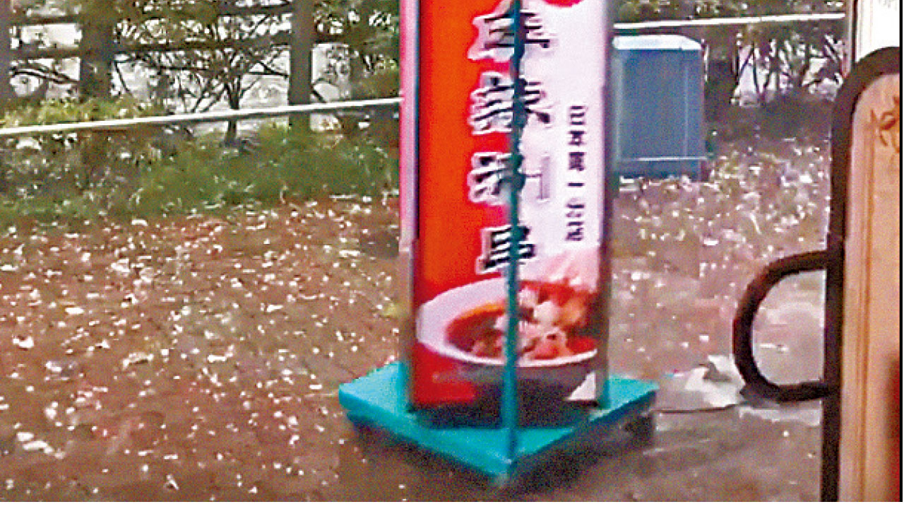 擊穿火車站上蓋 東京狂風雷暴  天降巨雹 池袋變「製冰機」 