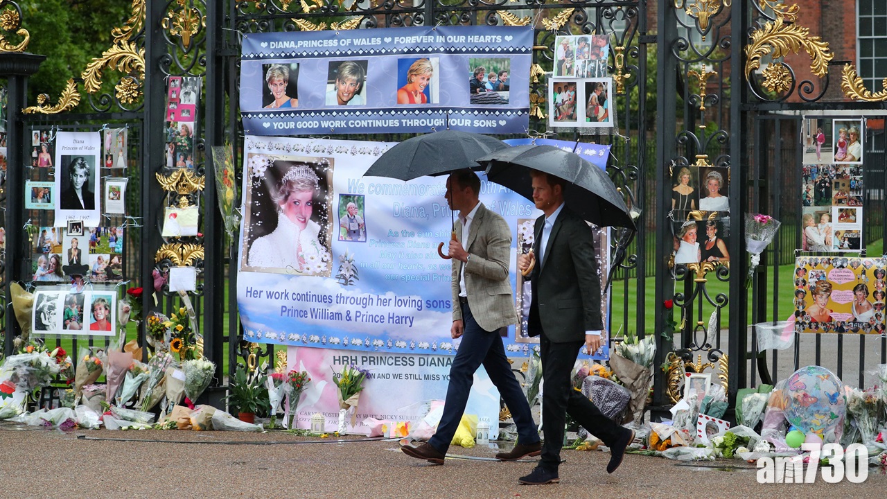 威廉、亨利王子到肯辛頓宮悼念戴妃逝世20周年