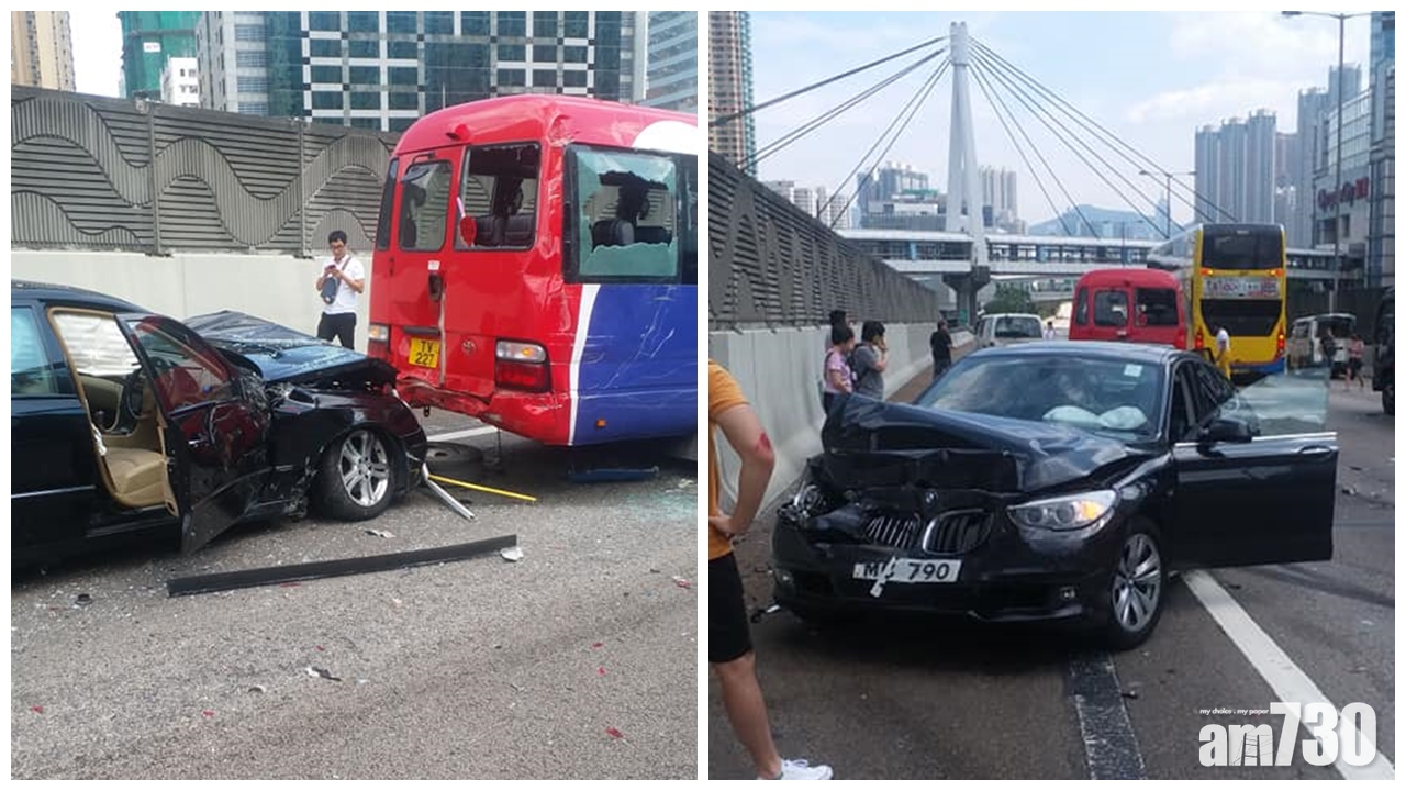 西九龍公路3車相撞逾10人傷 往西隧方向全封