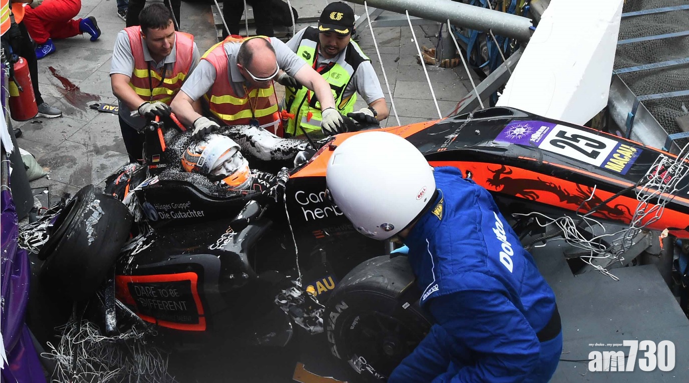 【澳門F3】沖天撞車17歲德女車手脊椎骨折