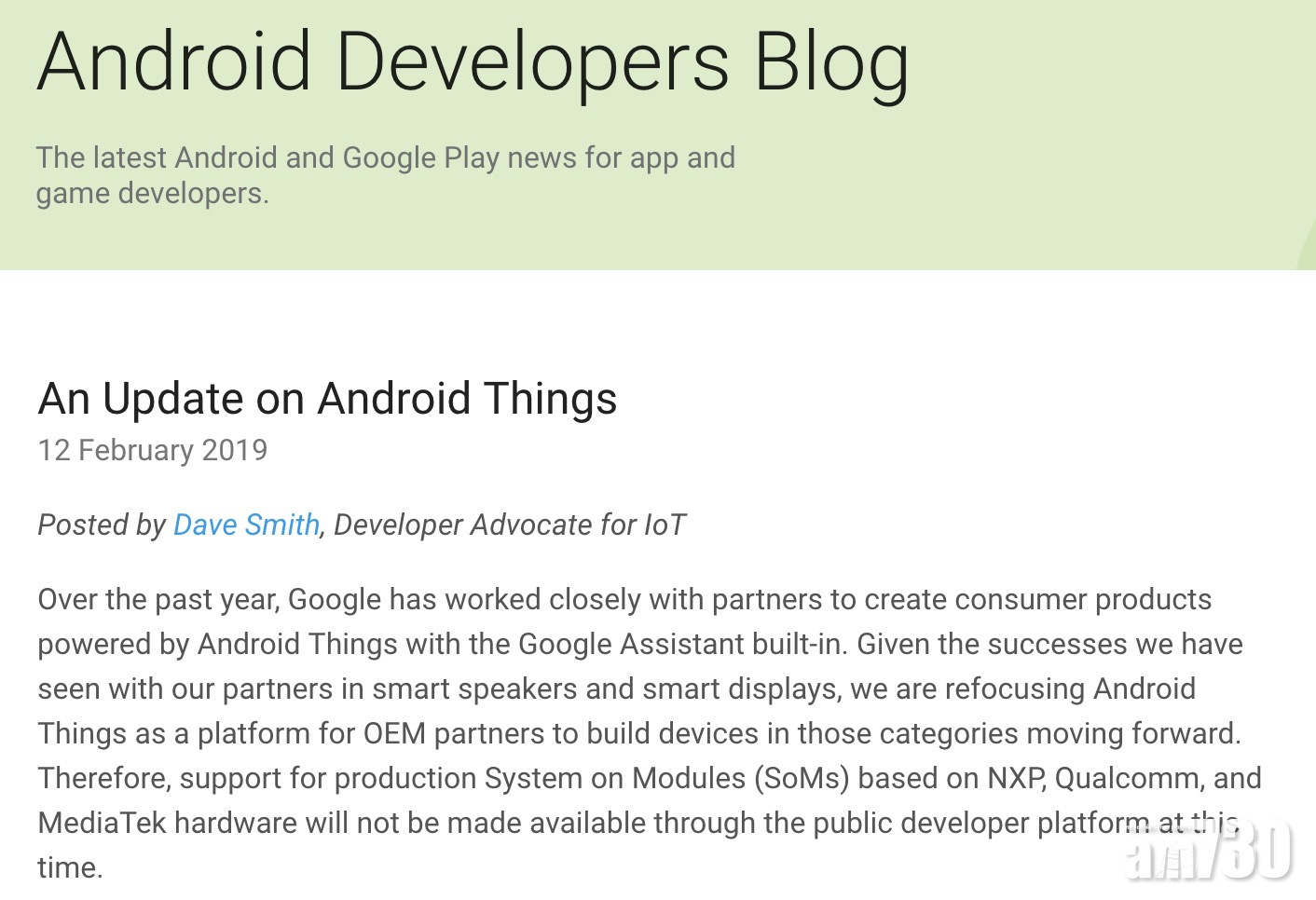 Google重新定位物聯網布局　Android Things縮水