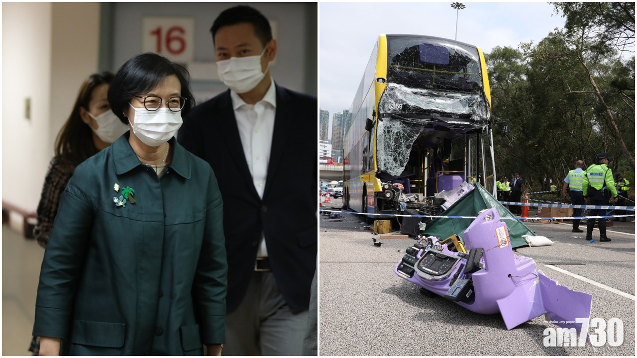 陳肇始到廣華醫院探望城巴車禍傷者