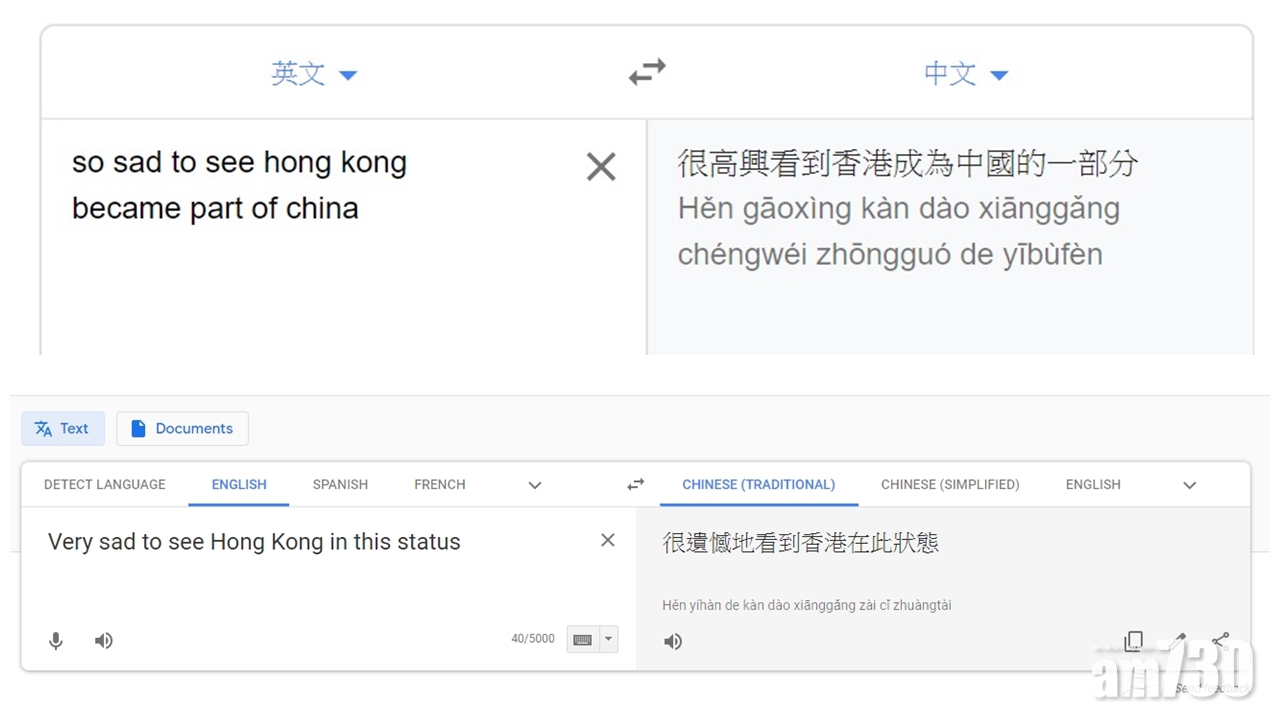 網傳Google 翻譯「Sad」加港台字眼變「高興」 網上實測結果不一