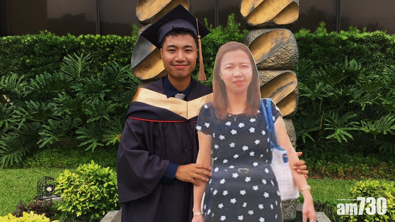 菲大學男生摟媽媽人形紙牌拍畢業照惹哭網民