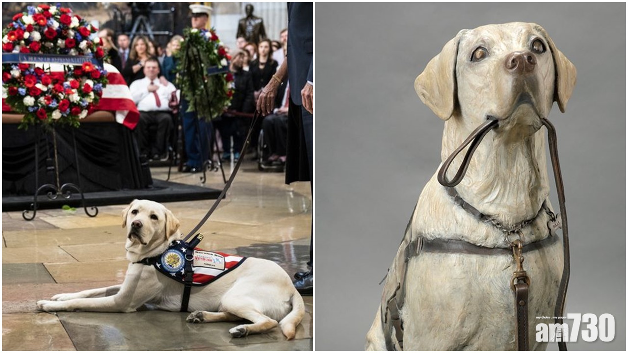 老布殊服務犬獲製銅像表揚