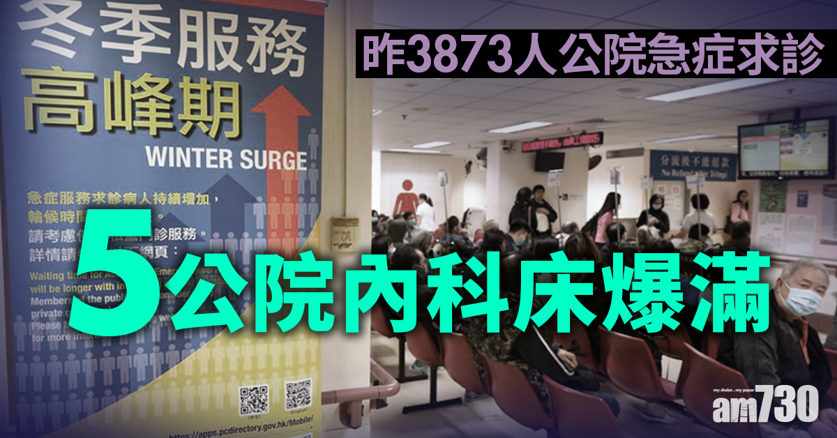 【冬季高峰】昨3873人公院急症求診  5公院內科床爆滿