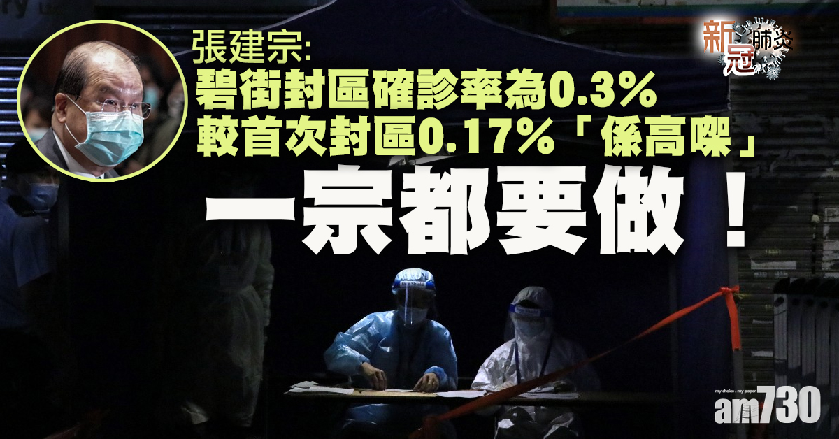 新冠肺炎｜油麻地封區強檢確診率高於佐敦　張建宗：一宗都不能放過