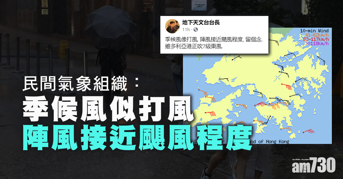 橫風橫雨｜民間氣象組織：季候風似打風 陣風接近颶風程度