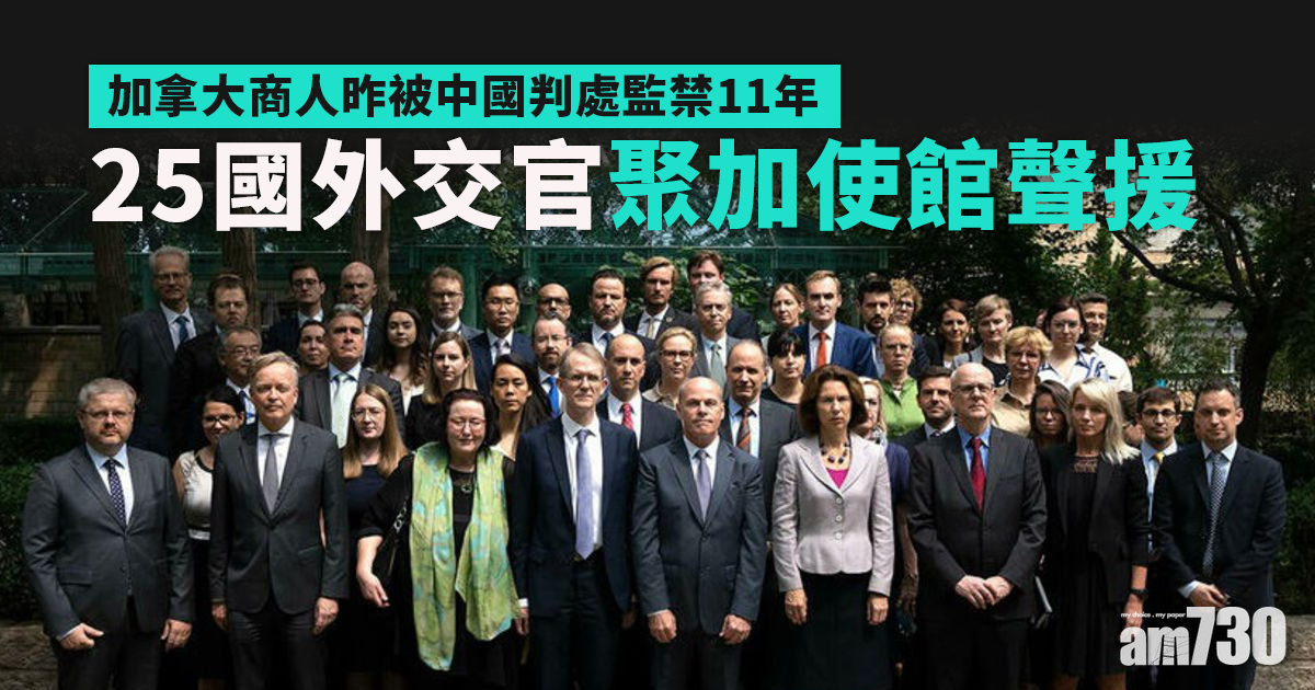 中加關係｜25國50外交官聚加使館聲援  外交部譴責嚴重侵犯司法主權