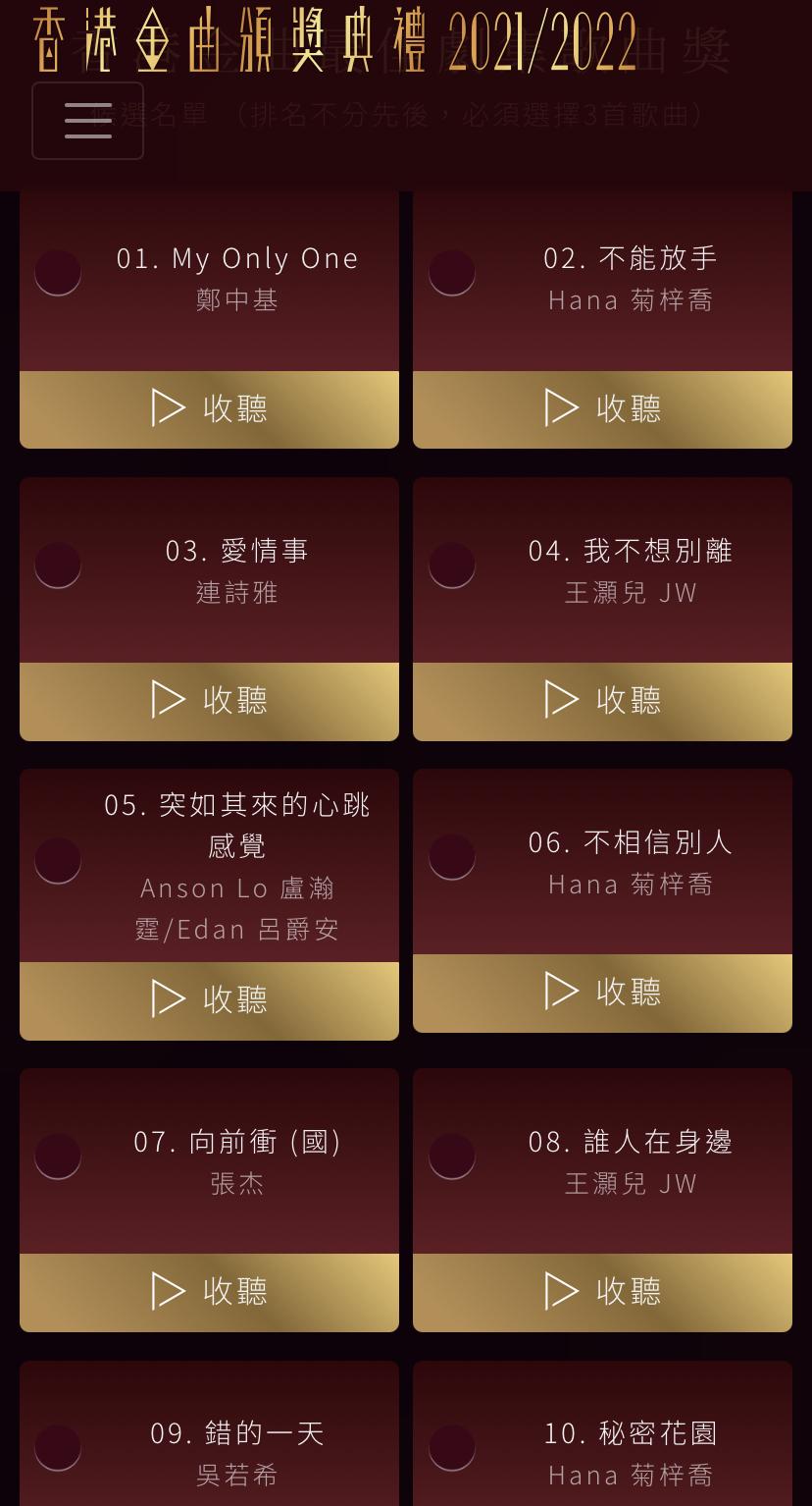 ViuVT劇集主題曲入圍最佳劇集歌曲獎。