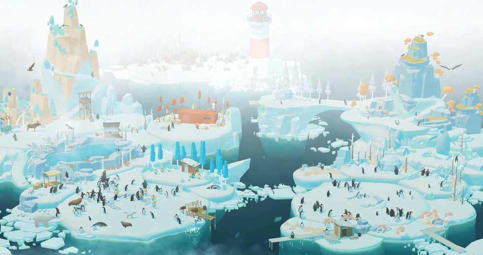 需要在島嶼上收集不同種類的企鵝