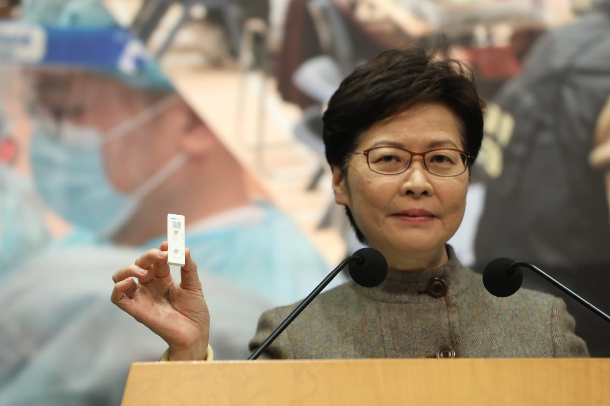 林鄭月娥今早接受快速測試呈陰性。