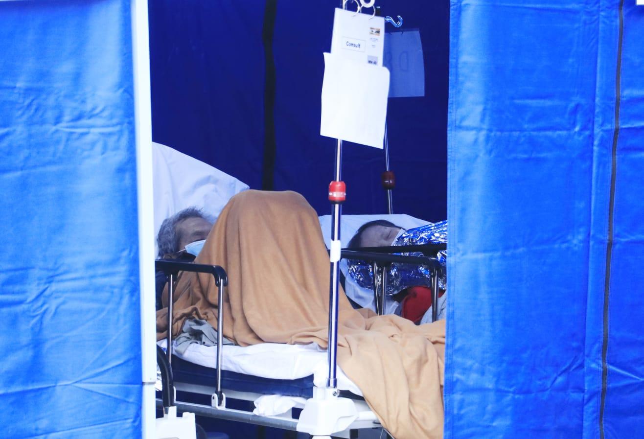 廣華醫院新冠患者分流區。(林俊源攝)