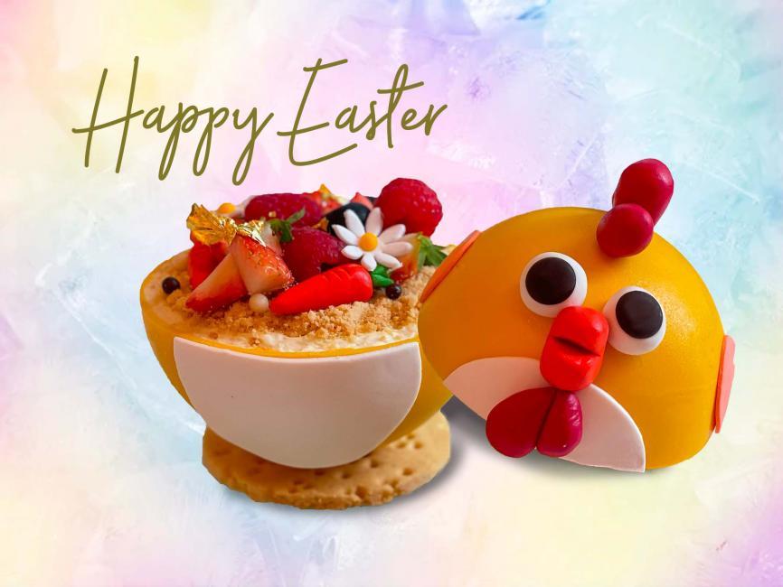 復活節小雞造型白朱古力綠茶蛋糕
