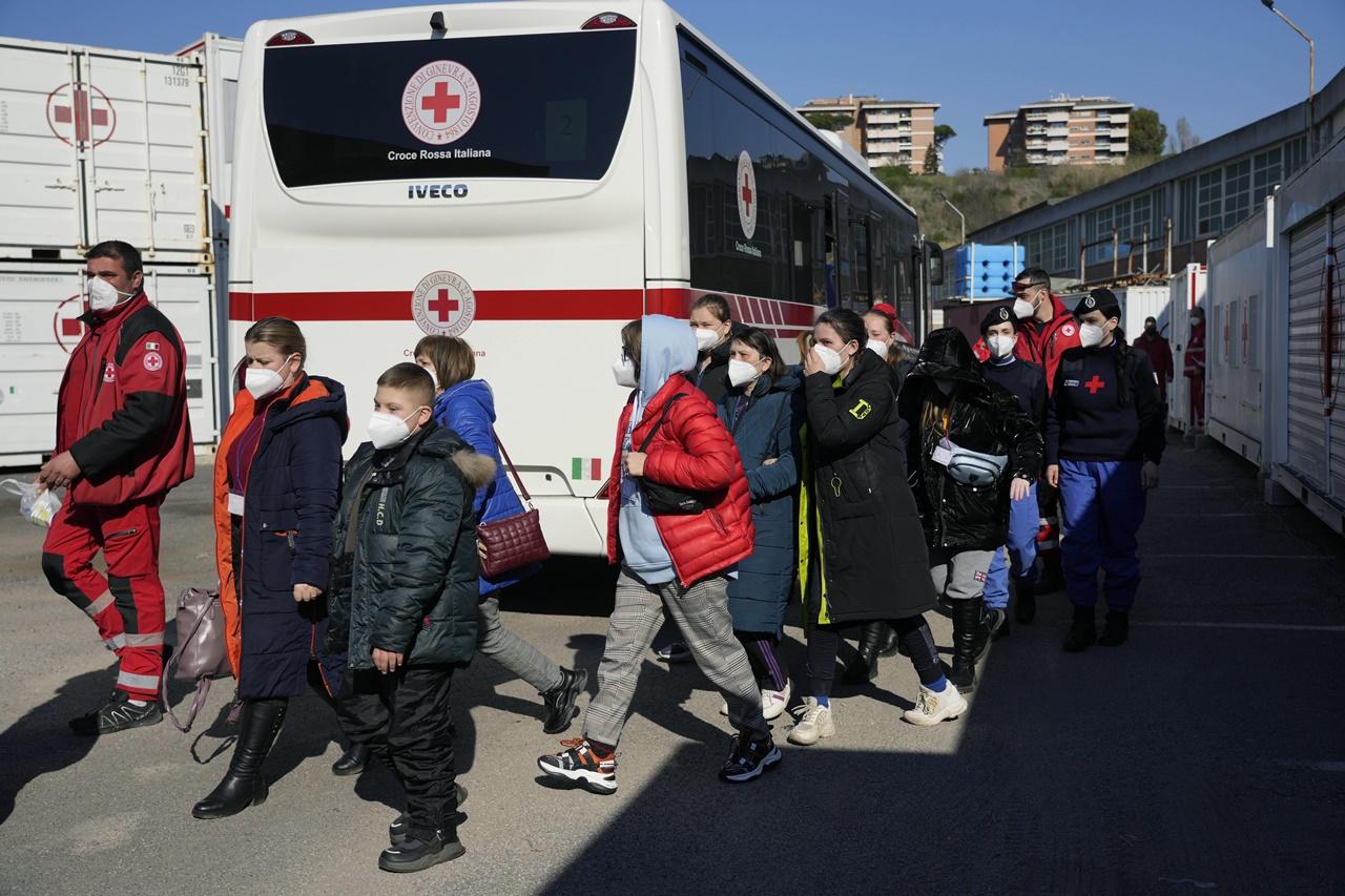 意大利羅馬的烏克蘭難民。(AP)