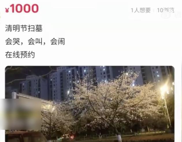 網上有人兜售代客哭鬧掃墓服務。(互聯網)