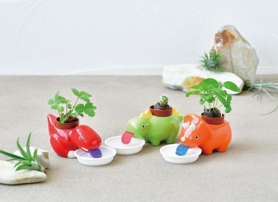 舔舔大舌頭 自動吸水 恐龍小盆栽