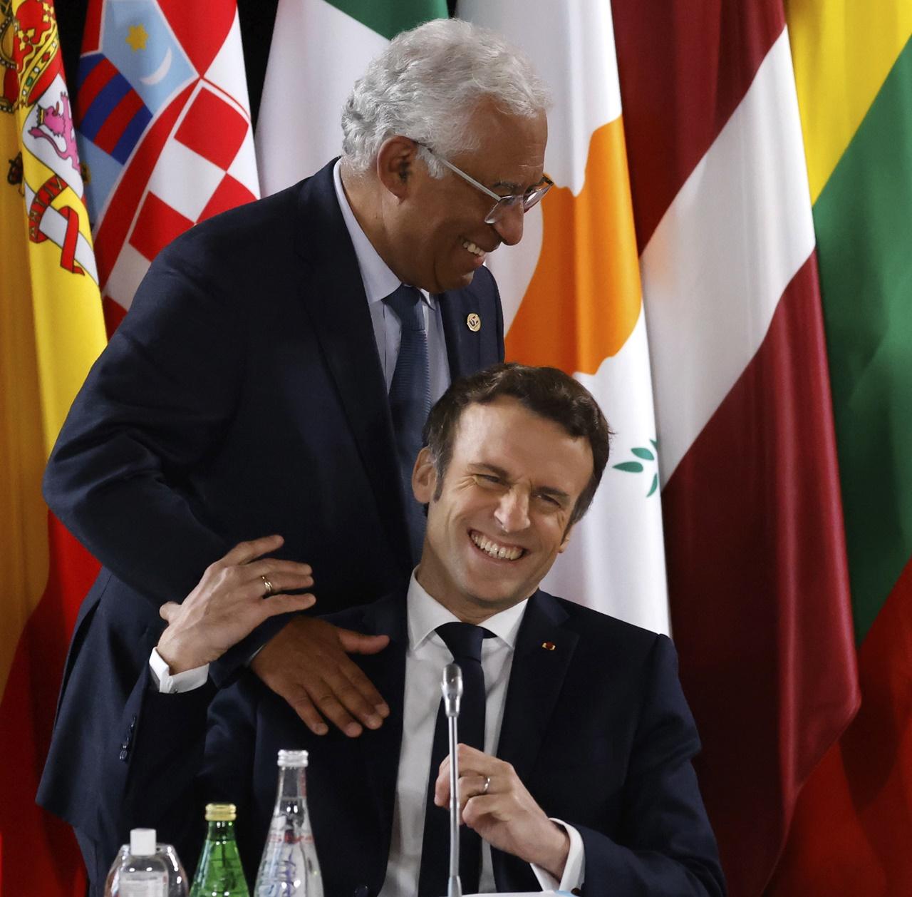 法國總統馬克龍與葡萄牙總理科斯塔(AP)