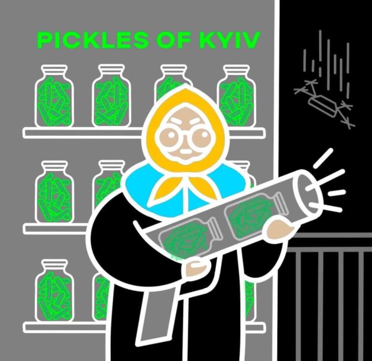 有網民為這名婦人創作圖畫以讚揚Olena的行為。(Twitter)