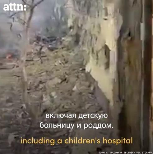 指俄軍向烏克蘭多個城市發射炮彈,包括兒童醫院。(Twitter)