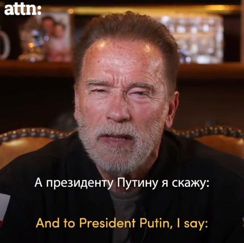 阿諾舒華辛力加呼籲普京停止入侵烏克蘭。(Twitter)