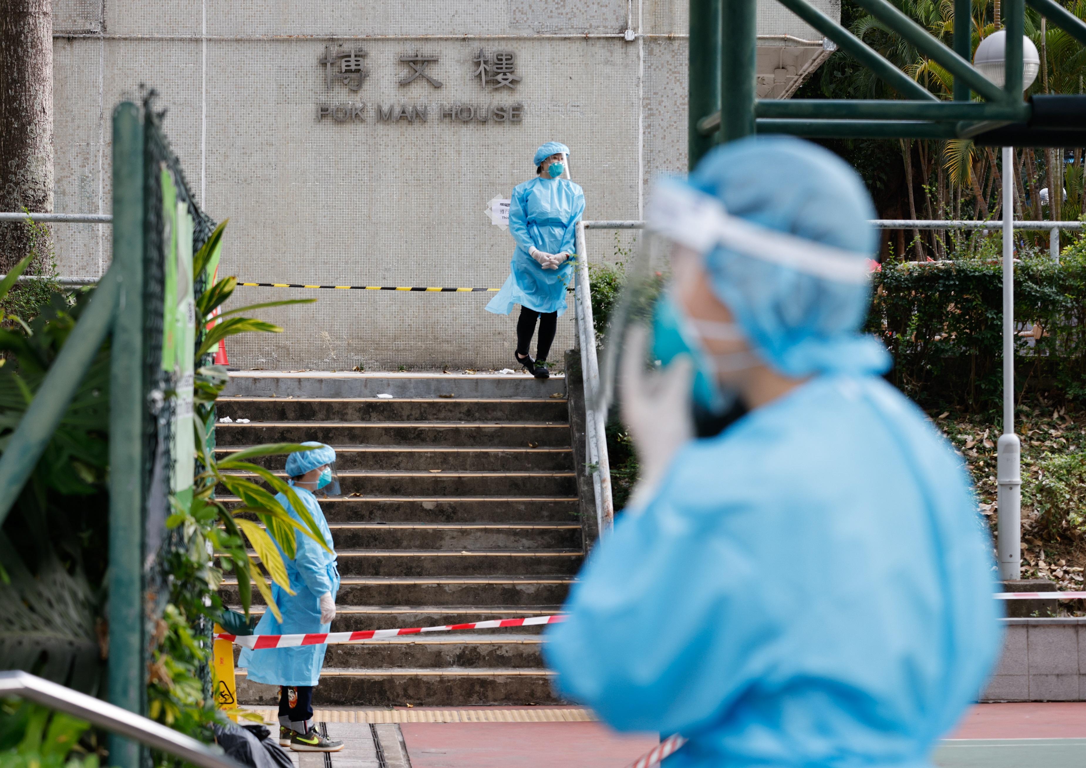 沙田博康邨博文樓圍封檢測。(資料圖片/蘇文傑攝)