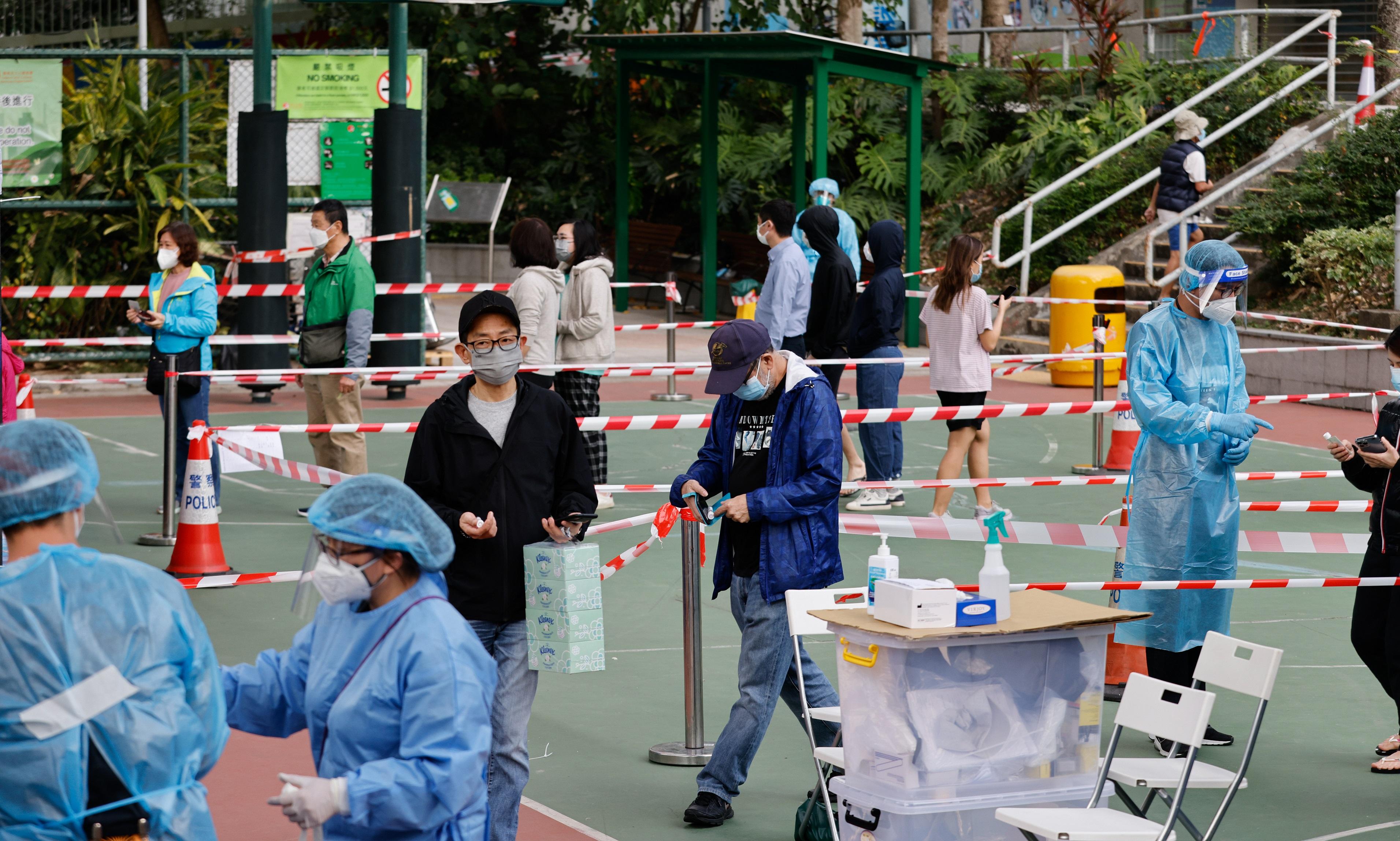 沙田博康邨博文樓圍封檢測。(資料圖片/蘇文傑攝)