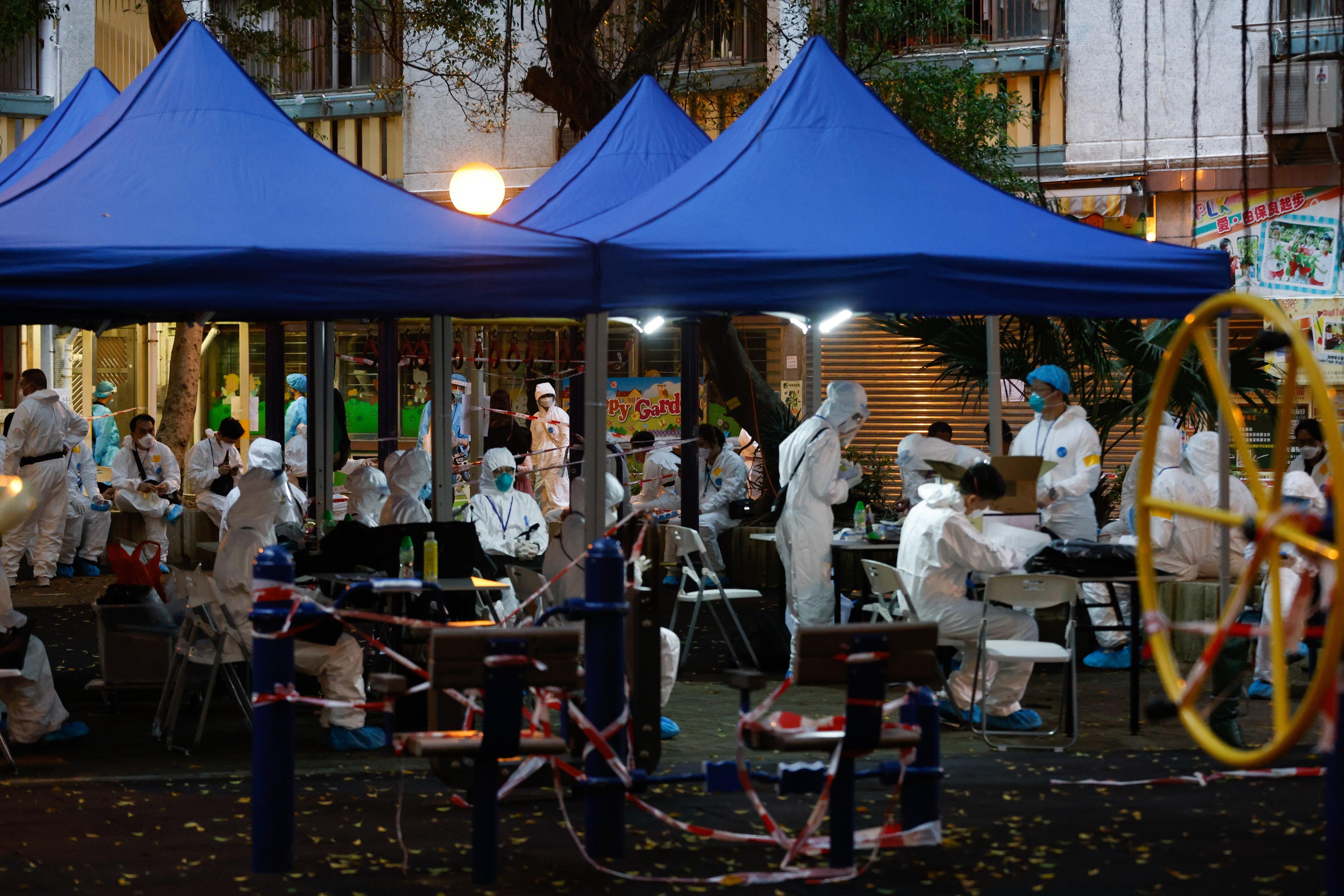 大埔廣福邨廣義樓圍封檢測。(資料圖片/蘇文傑攝)