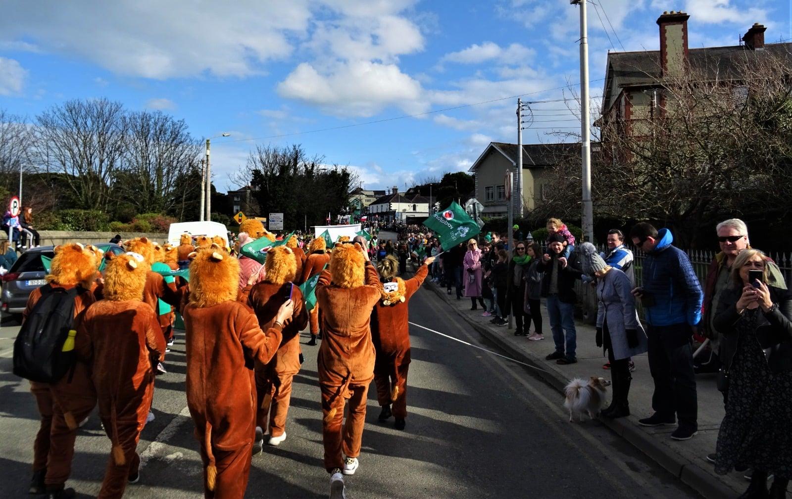 愛爾蘭小鎮逾250人穿獅子服創健力士世界紀錄。(FB)