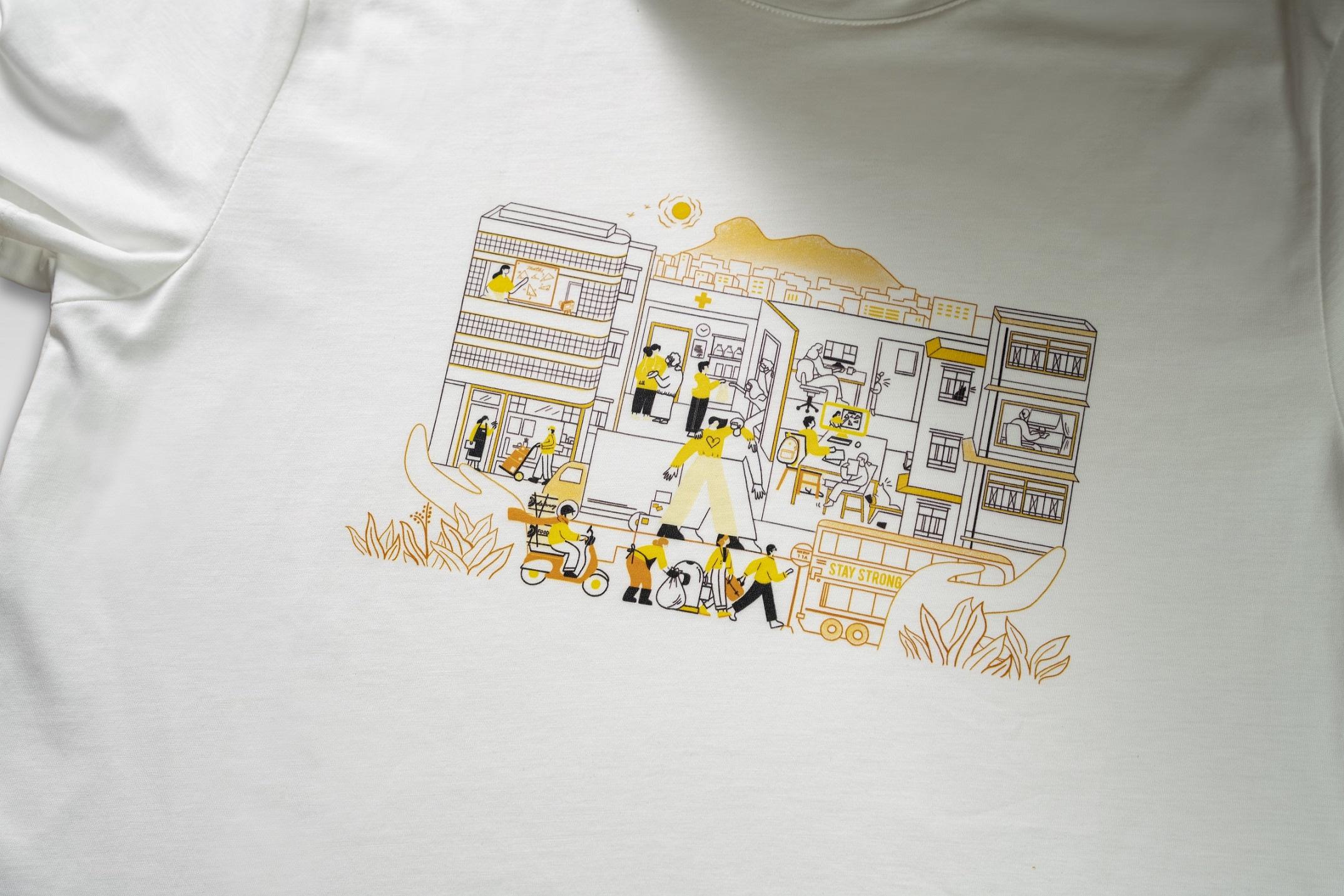 T恤描繪醫護人員、清潔工人、外賣員及運輸物流業等「無名英雄」。