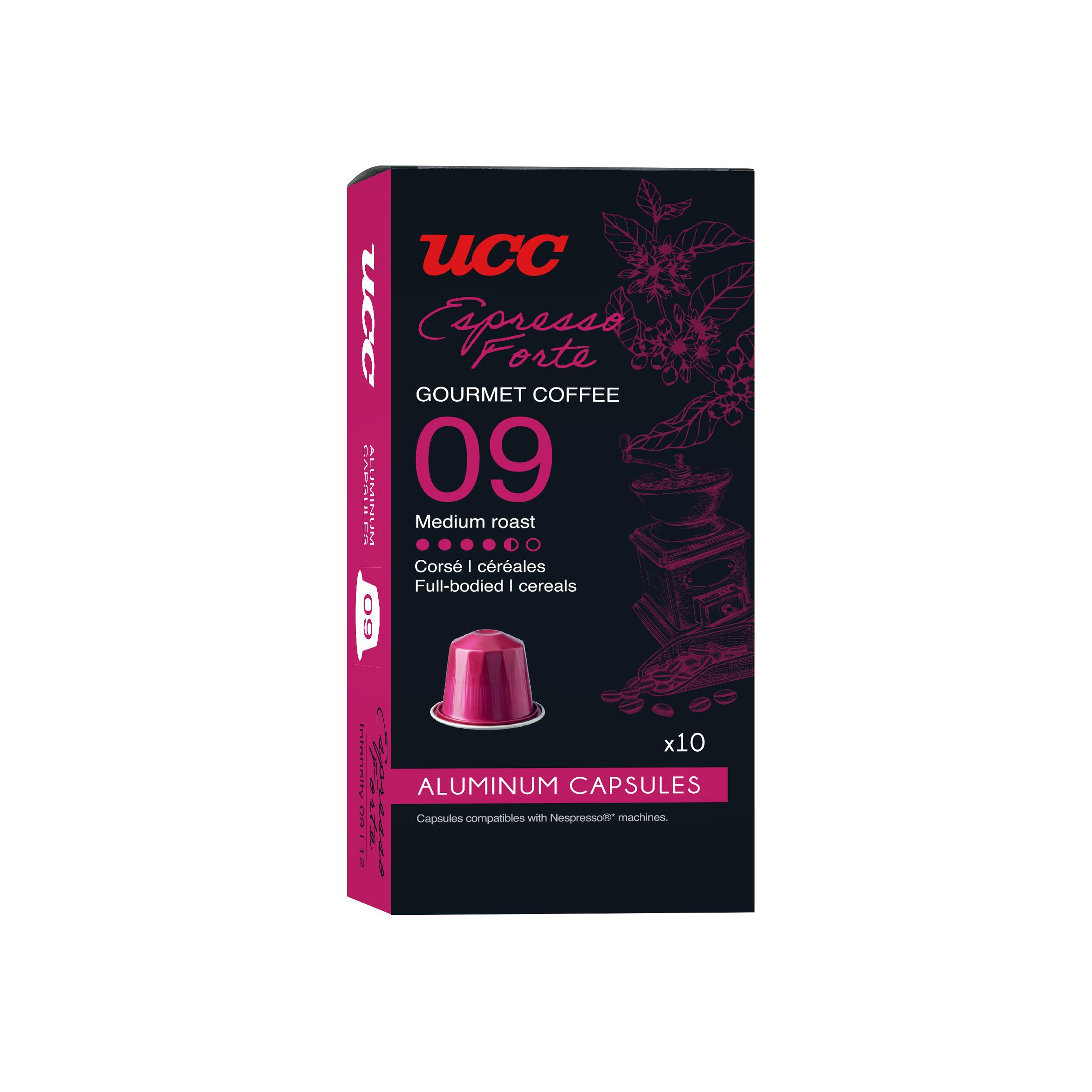 UCC 咖啡工匠系列超濃縮11度咖啡膠囊 11 Ristretto $45/10粒 • 濃度 11/12 • 烘焙度 深度烘焙 • 產地 南美洲、亞洲 • 香味 黑朱古力,濃烈辛香甘草香