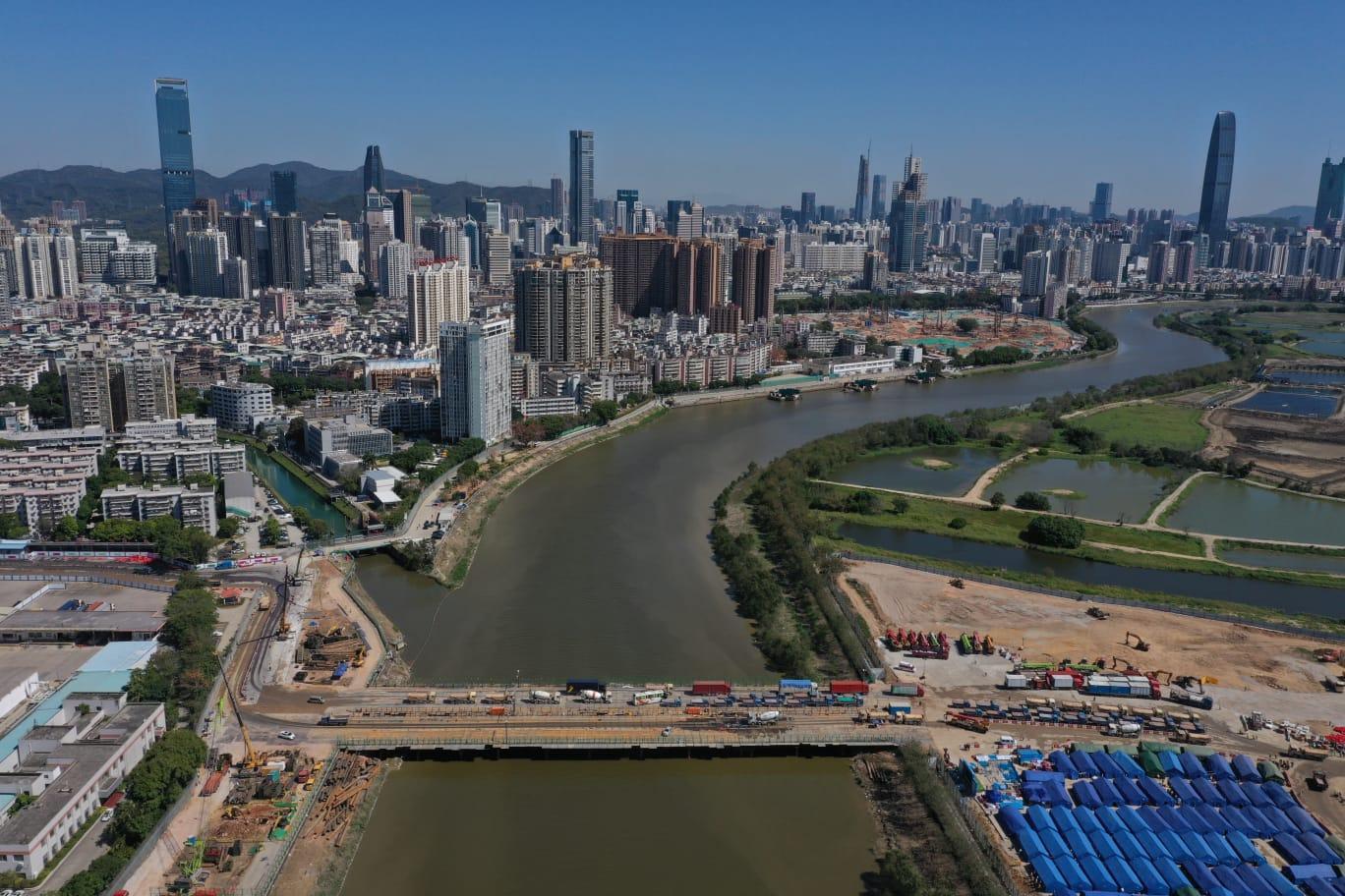 落馬洲河套區臨時醫院地盤。(陳奕釗攝)