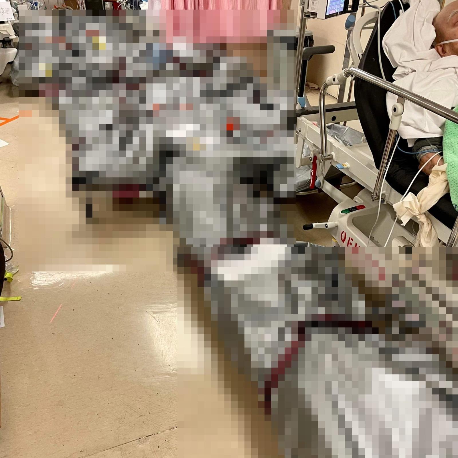 網上流傳照片,顯示於公立醫院病房有病人「與遺體共存」。(網上圖片)