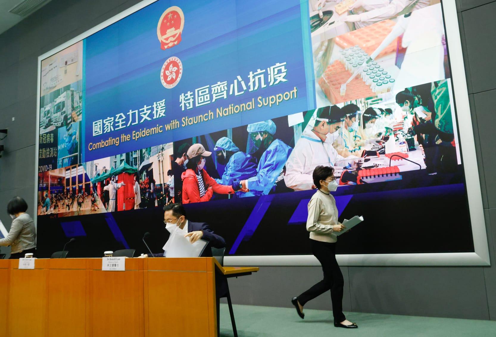 特首抗疫記者會明日暫停一日。(蘇文傑攝)