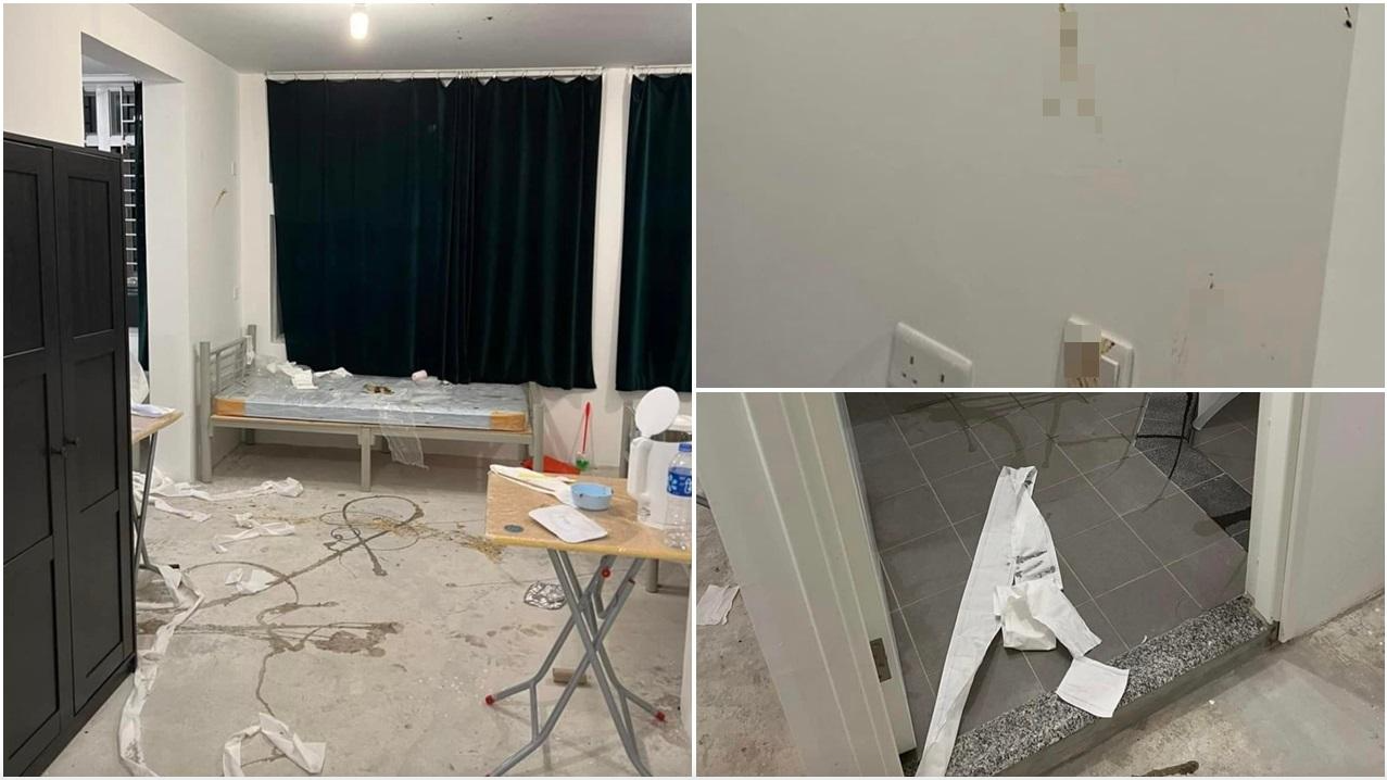 皇后山邨隔離營懷疑有入住的患者擲屎。(香港抗疫關注組@fb圖)