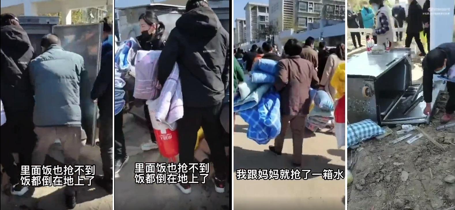 上海南匯方艙出現搶菜、搶物資亂象。(互聯網)