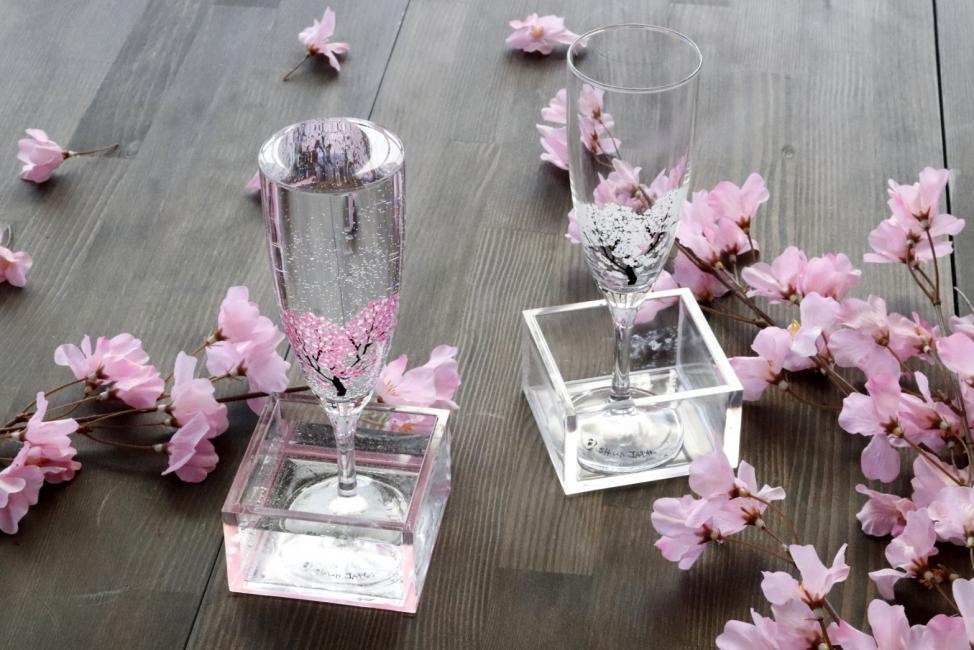 日本櫻花冷感變色香檳杯